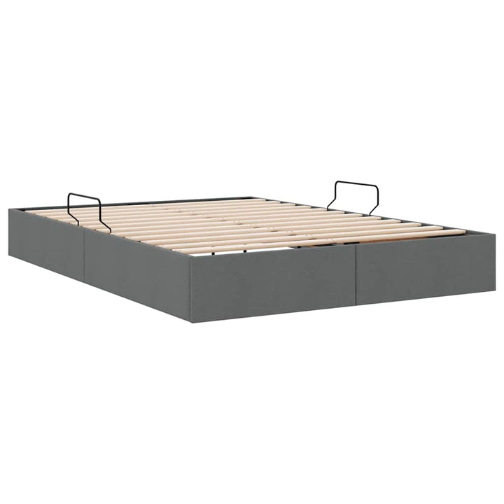 Opbevaringsseng med opbevaring Mørkegrå 135 x 190 cm Stof