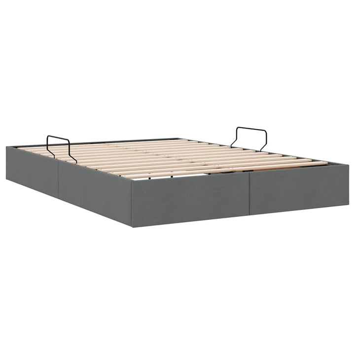 Opbevaringsseng med opbevaring Mørkegrå 135 x 190 cm Stof