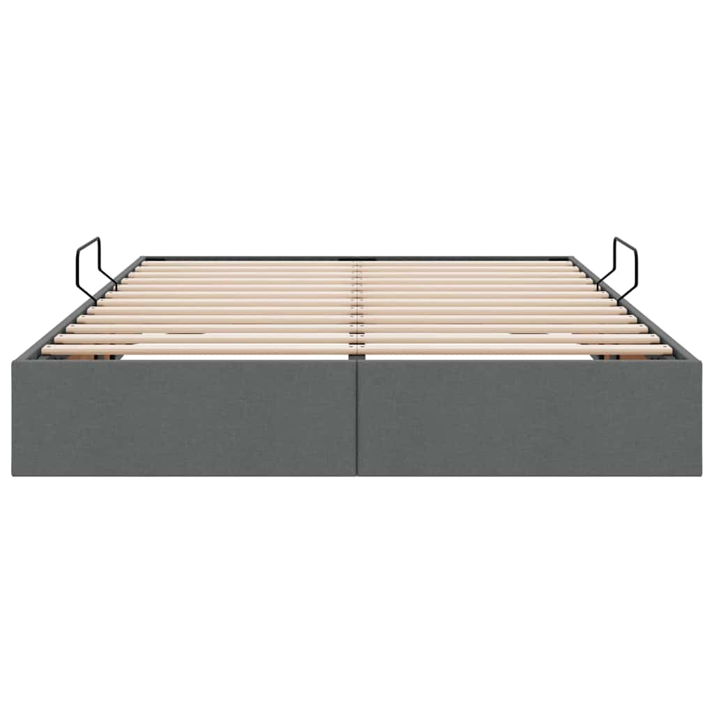 Opbevaringsseng med opbevaring Mørkegrå 135 x 190 cm Stof