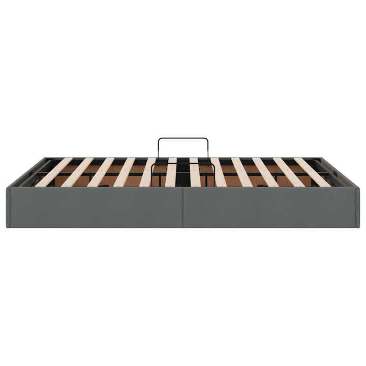 Opbevaringsseng med opbevaring Mørkegrå 135 x 190 cm Stof