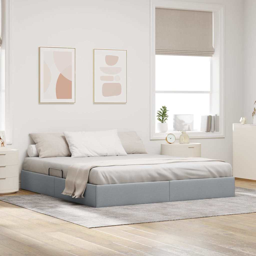 Opbevaringsseng med opbevaring Lysegrå 180 x 200 cm Stof