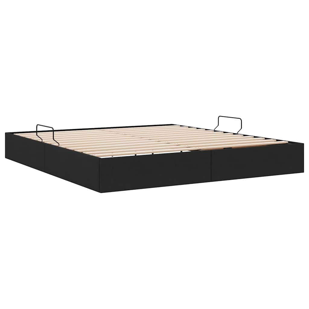 Opbevaringsseng med opbevaring Sort 180 x 200 cm Stof