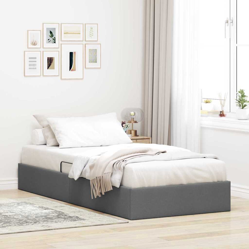 Opbevaringsseng med madras Mørkegrå 203 x 100 cm Stof