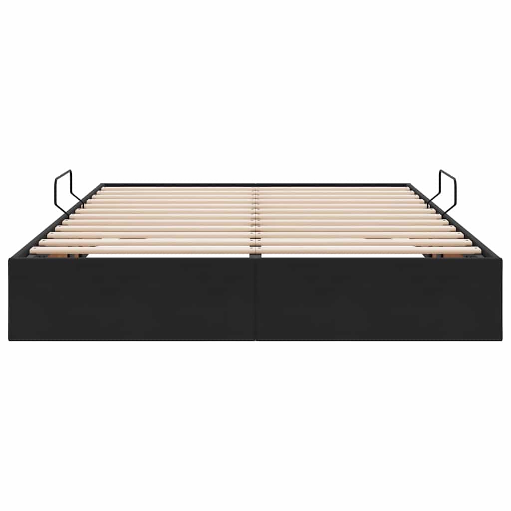 Opbevaringsseng med opbevaring Sort 135 x 190 cm Fløjl