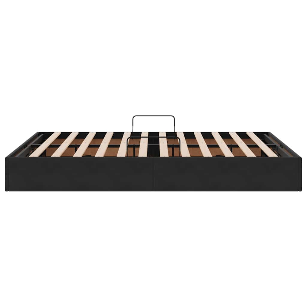 Opbevaringsseng med opbevaring Sort 135 x 190 cm Fløjl