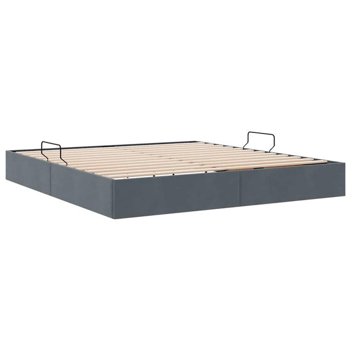 Opbevaringsseng med opbevaring Mørkegrå 180 x 200 cm Fløjl