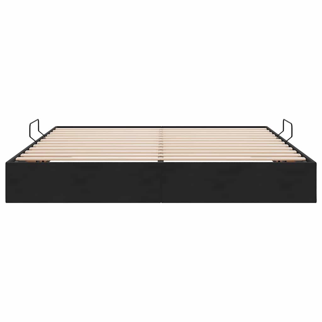 Opbevaringsseng med opbevaring Sort 180 x 200 cm Fløjl