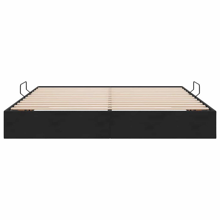 Opbevaringsseng med opbevaring Sort 180 x 200 cm Fløjl