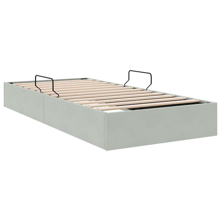 Opbevaringsseng med madras Lysegrå 100 x 203 cm Fløjl
