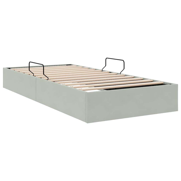 Opbevaringsseng med madras Lysegrå 100 x 203 cm Fløjl