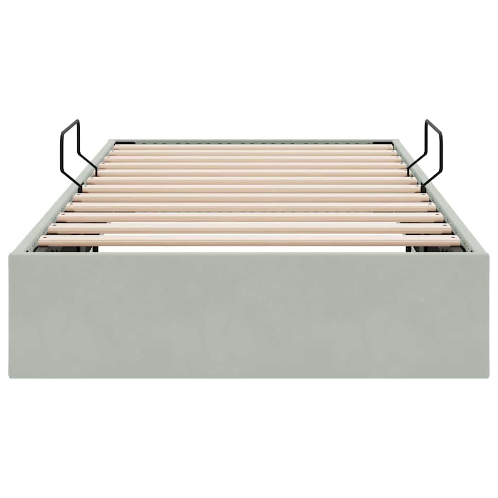 Opbevaringsseng med madras Lysegrå 100 x 203 cm Fløjl