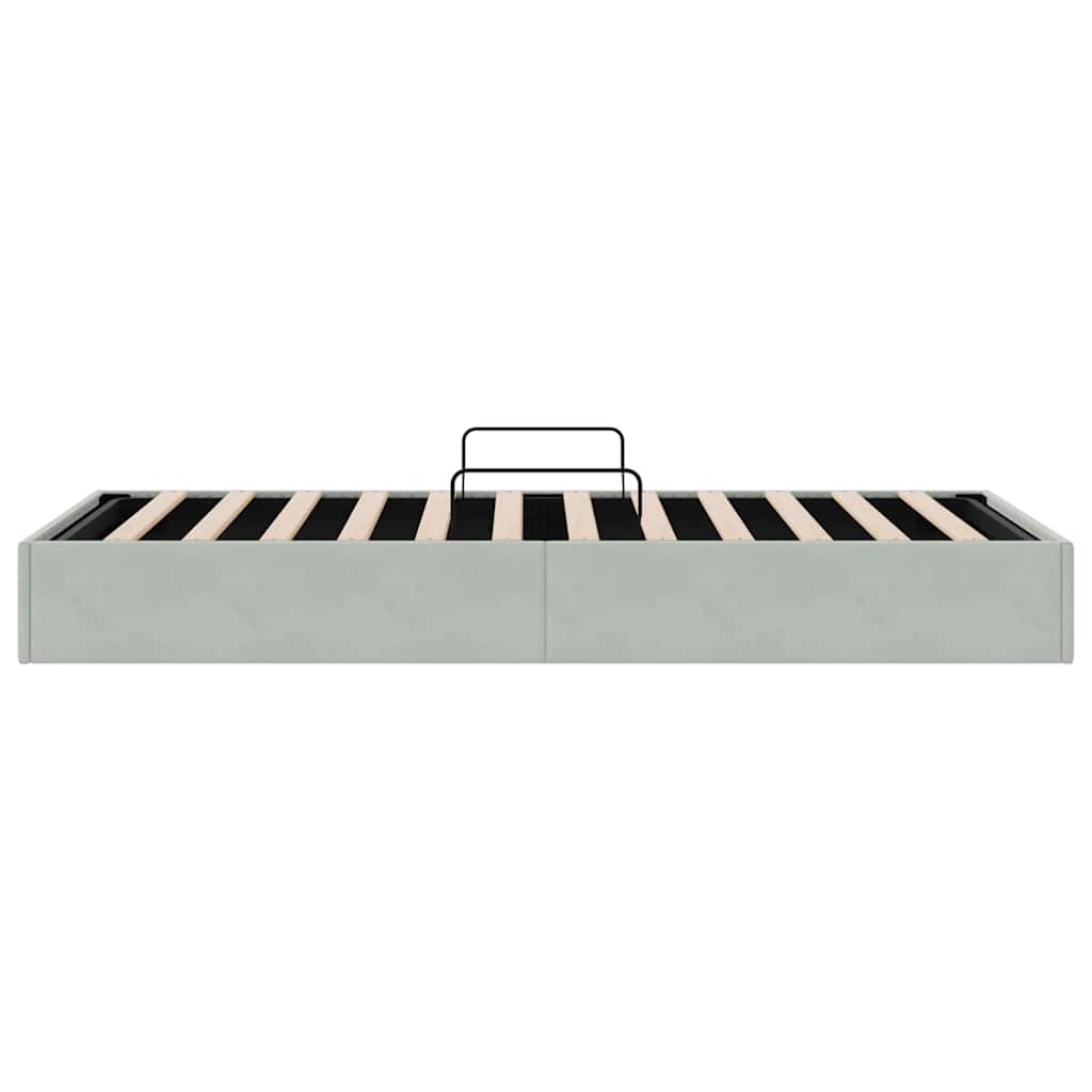 Opbevaringsseng med madras Lysegrå 100 x 203 cm Fløjl