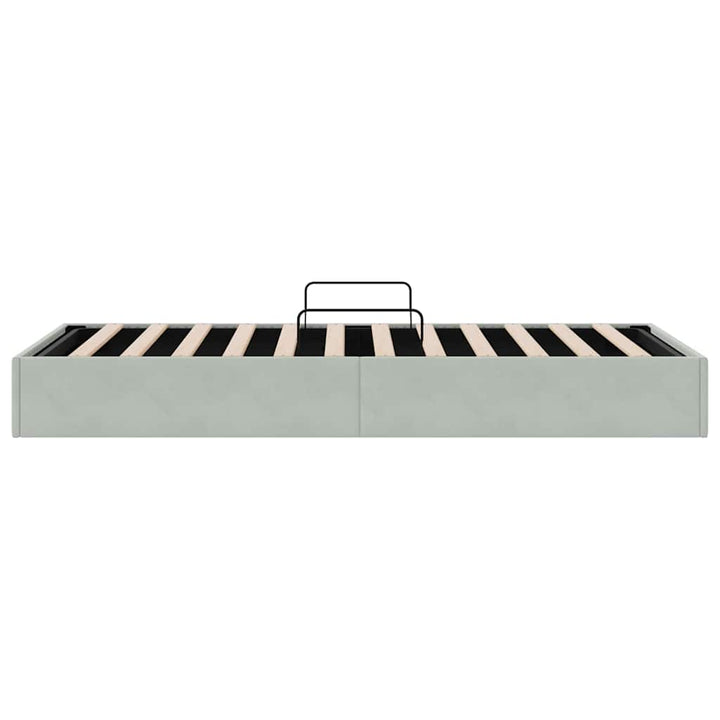 Opbevaringsseng med madras Lysegrå 100 x 203 cm Fløjl