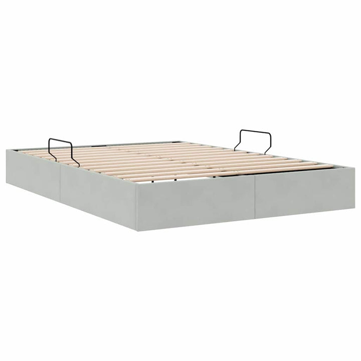 Opbevaringsseng med opbevaring Lysegrå 153 x 203 cm Fløjl