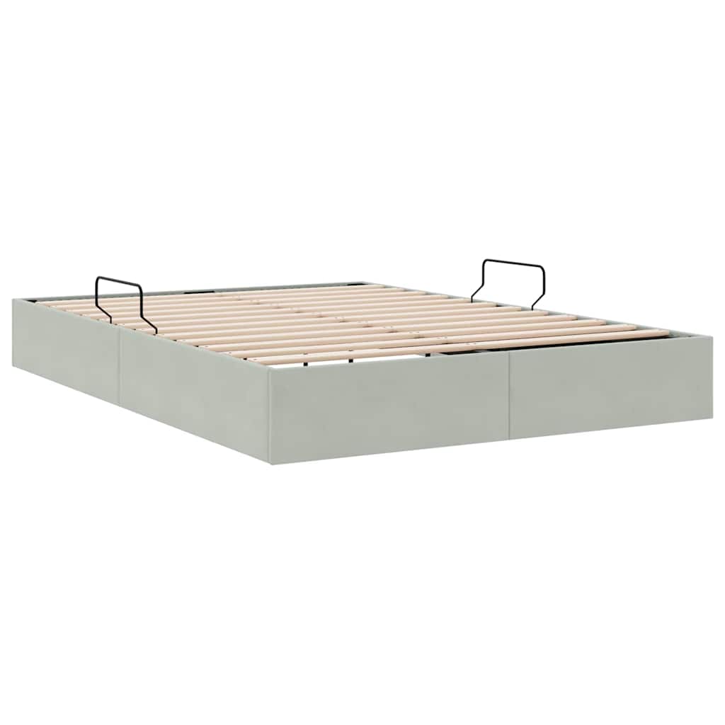 Opbevaringsseng med opbevaring Lysegrå 153 x 203 cm Fløjl