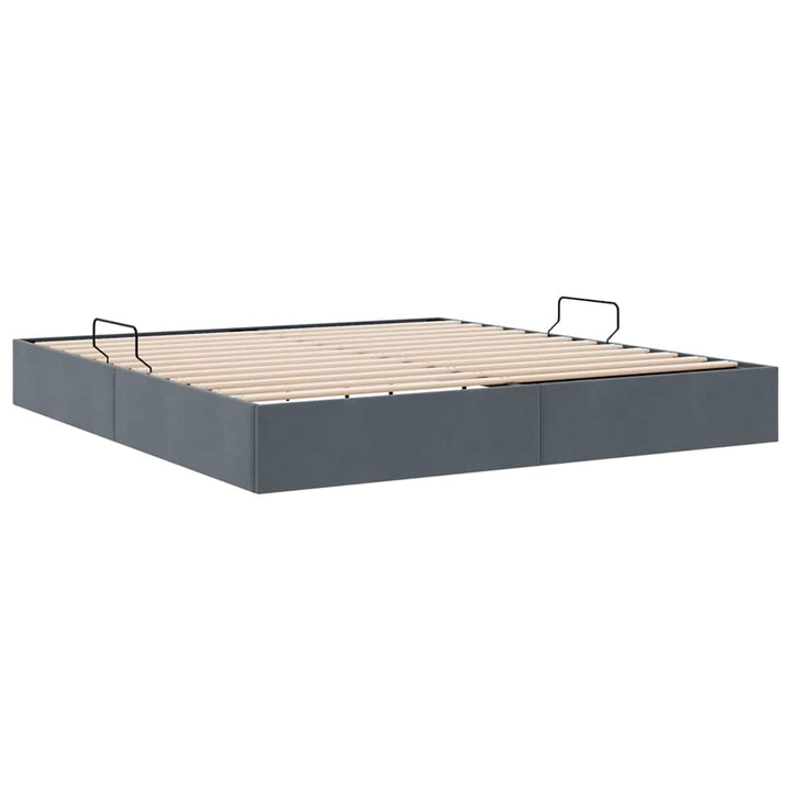 Opbevaringsseng med opbevaring Mørkegrå 193 x 203 cm Fløjl