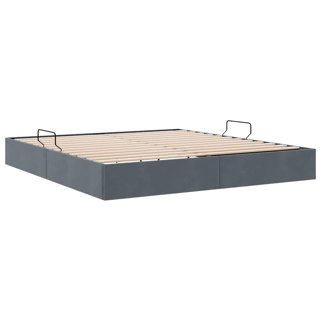 Opbevaringsseng med opbevaring Mørkegrå 193 x 203 cm Fløjl