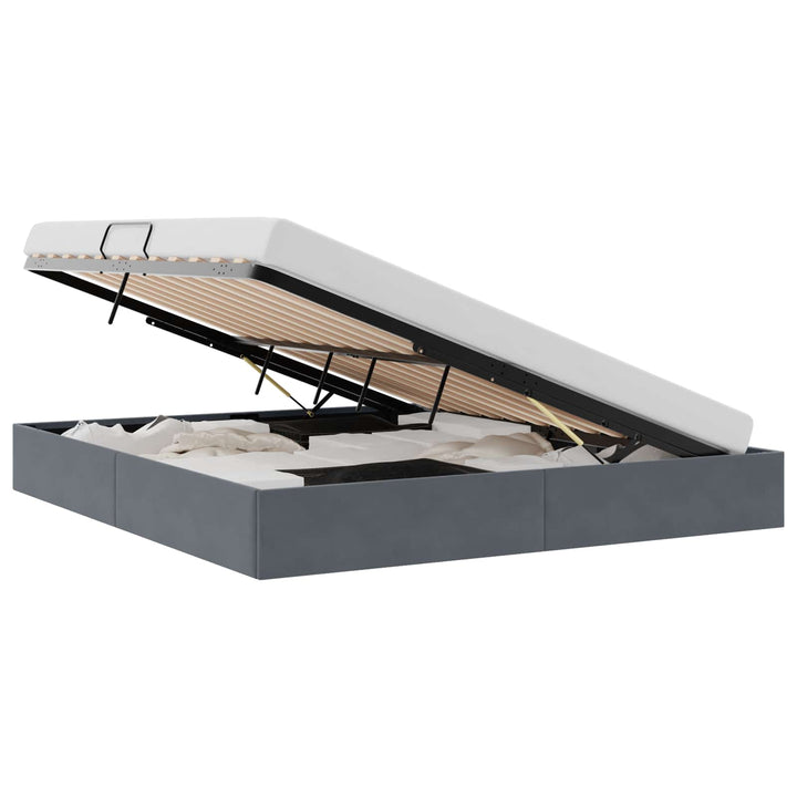 Opbevaringsseng med opbevaring Mørkegrå 183 x 213 cm Fløjl