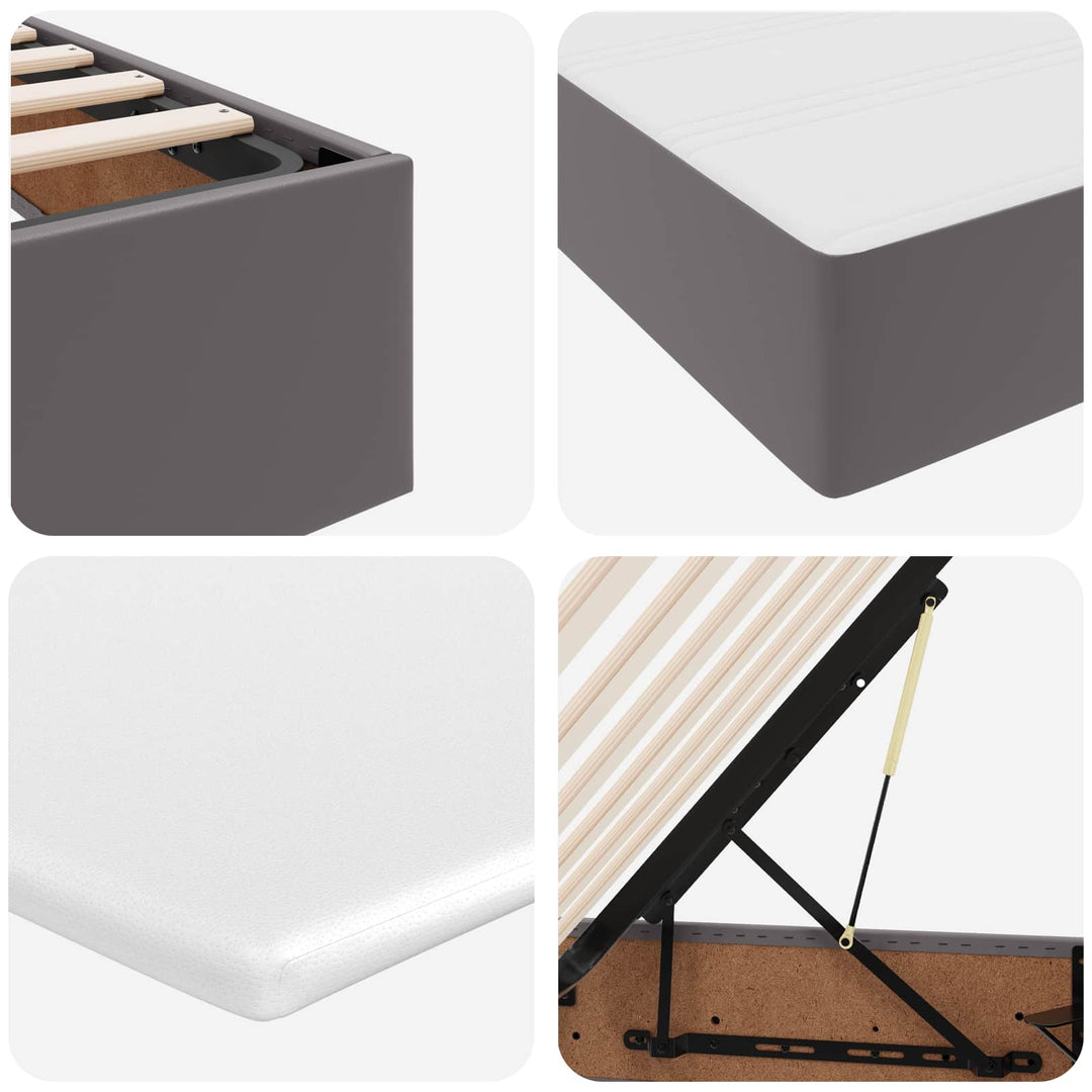 Seng med opbevaring og madras Grå 100 x 200 cm Faux læder