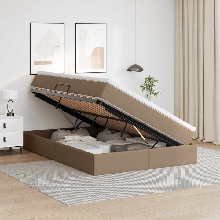 Seng med opbevaring og madras Cappuccino 140 x 190 cm