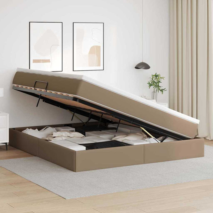 Seng med opbevaring og madras Cappuccino 160 x 200 cm