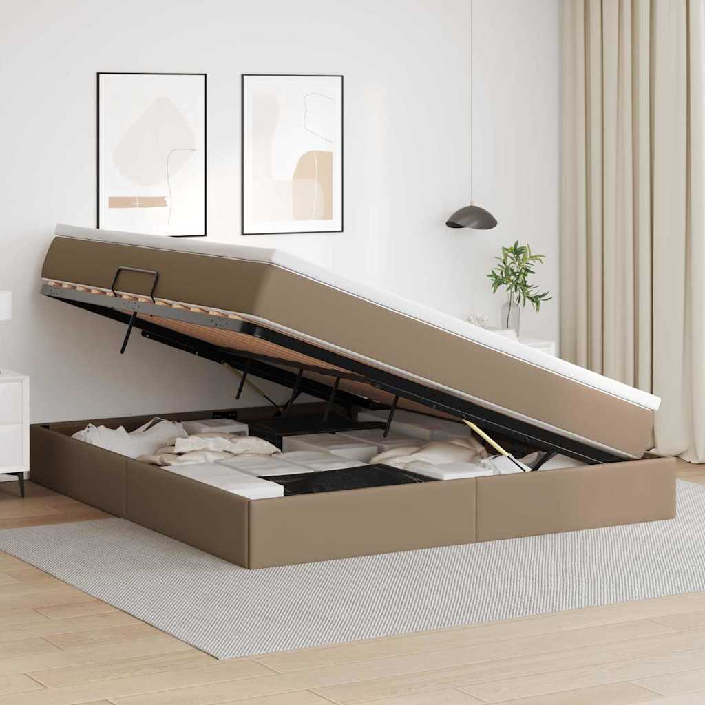 Seng med opbevaring og madras Cappuccino 180 x 200 cm