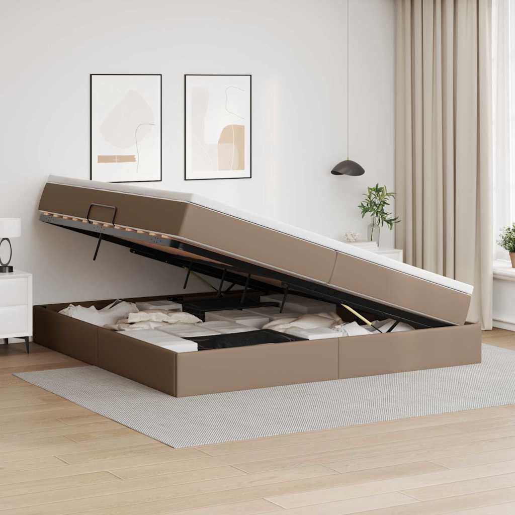 Seng med opbevaring og madras Cappuccino 200 x 200 cm