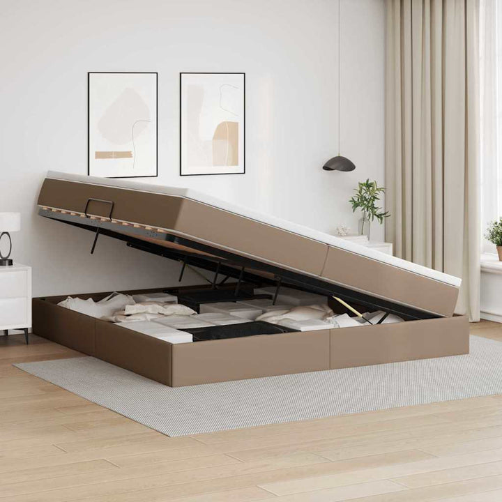 Seng med opbevaring og madras Cappuccino 200 x 200 cm