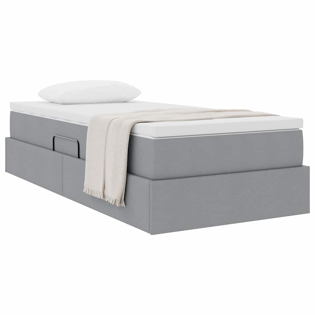 Seng med opbevaring og madras Lysegrå 90 x 190 cm Polyester