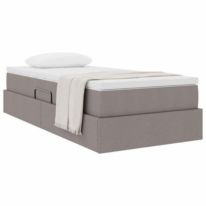 Seng med opbevaring og madras Gråbrun 90 x 190 cm Polyester