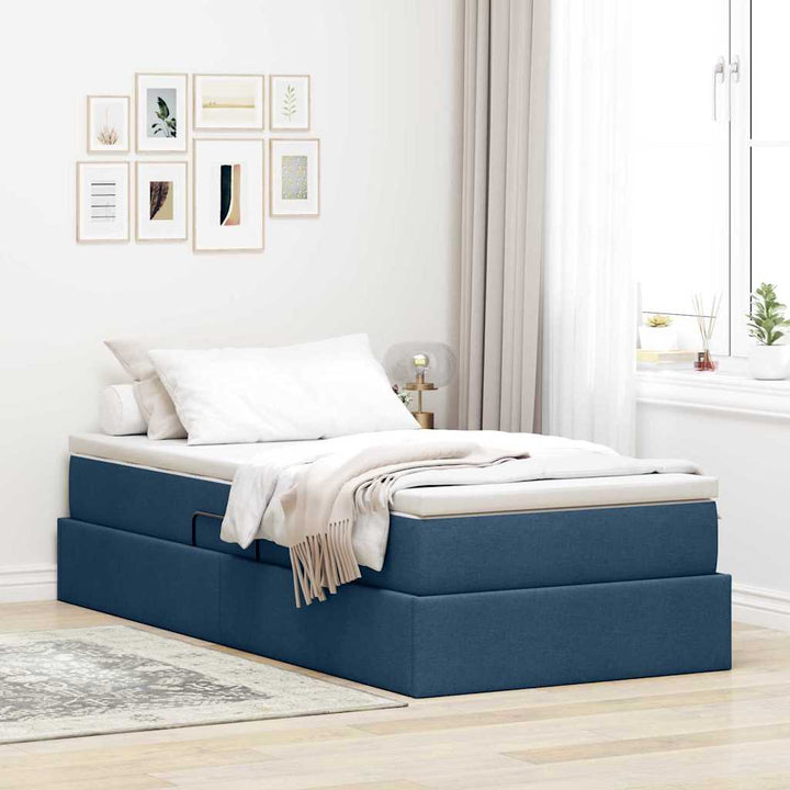 Seng med opbevaring og madras Blå 90 x 190 cm Polyester