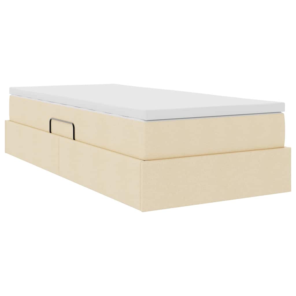 Seng med opbevaring og madras Creme 90 x 200 cm Polyester