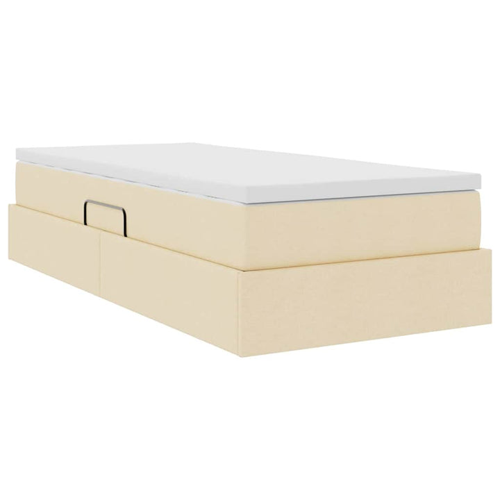 Seng med opbevaring og madras Creme 90 x 200 cm Polyester