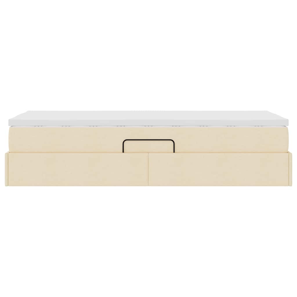 Seng med opbevaring og madras Creme 90 x 200 cm Polyester