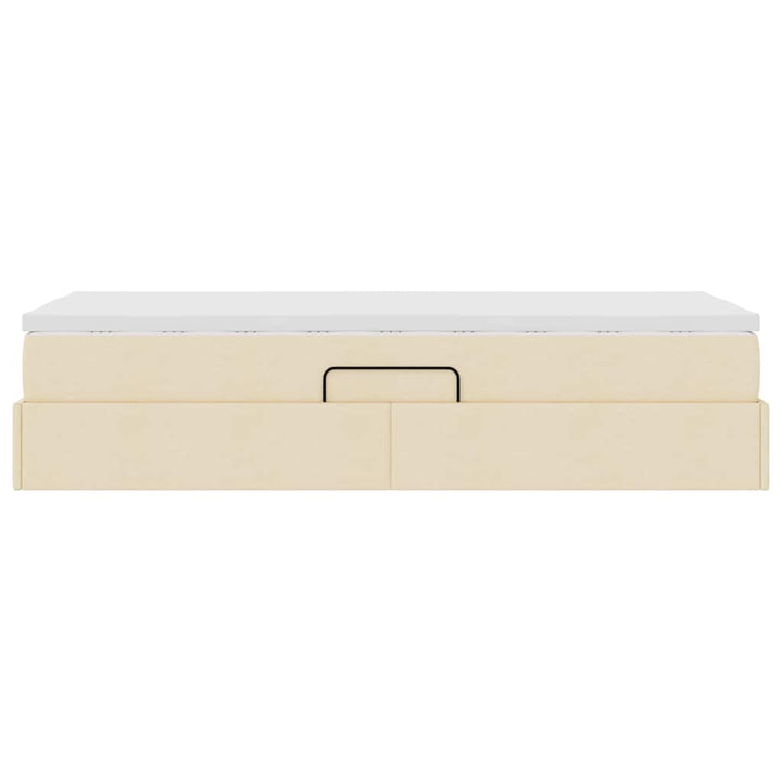 Seng med opbevaring og madras Creme 90 x 200 cm Polyester