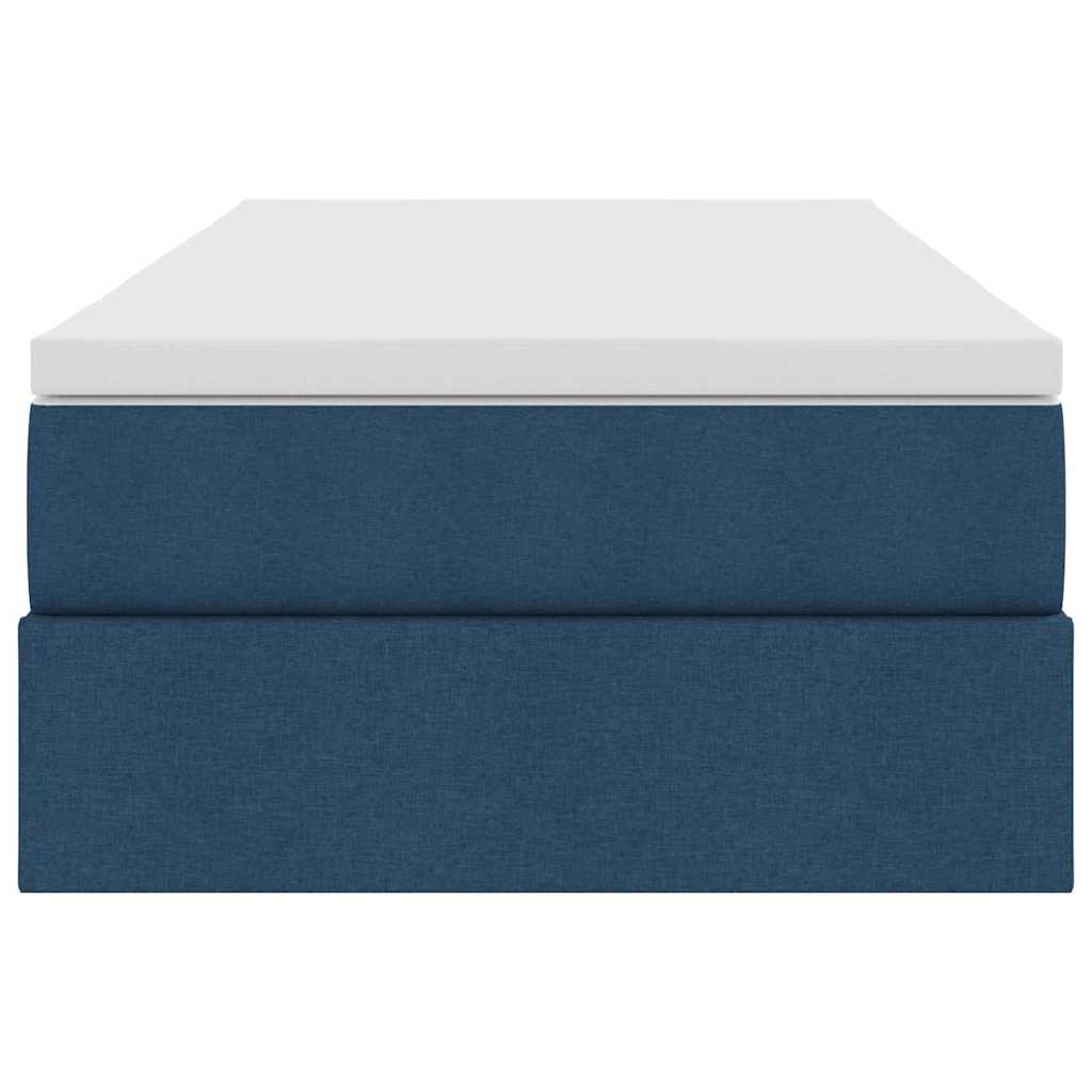 Seng med opbevaring og madras Blå 90 x 200 cm Polyester