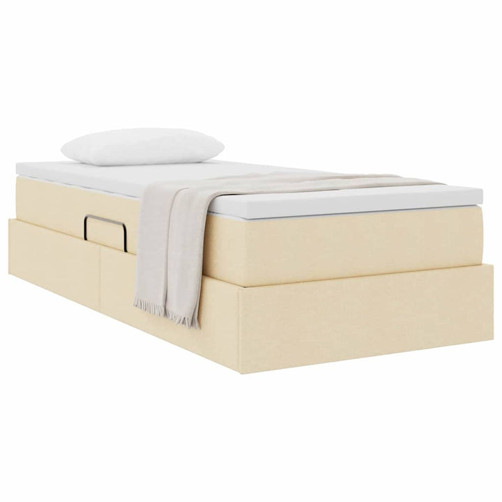 Seng med opbevaring og madras Creme 100 x 200 cm Polyester