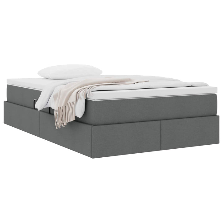 Seng med opbevaring og madras Mørkegrå 120 x 190 cm Polyester