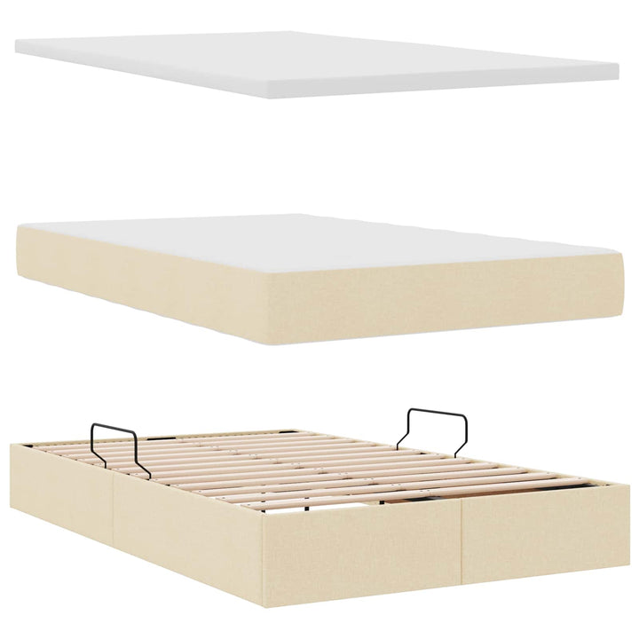Seng med opbevaring og madras Creme 120 x 190 cm Polyester