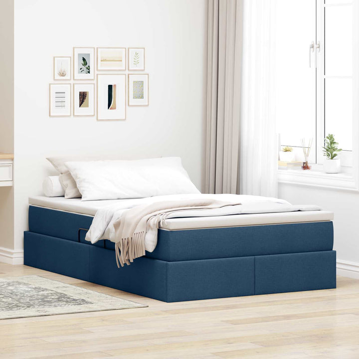 Seng med opbevaring og madras Blå 120 x 190 cm Polyester