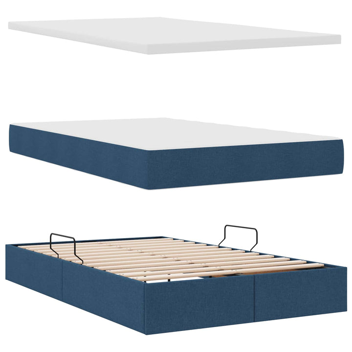 Seng med opbevaring og madras Blå 120 x 190 cm Polyester