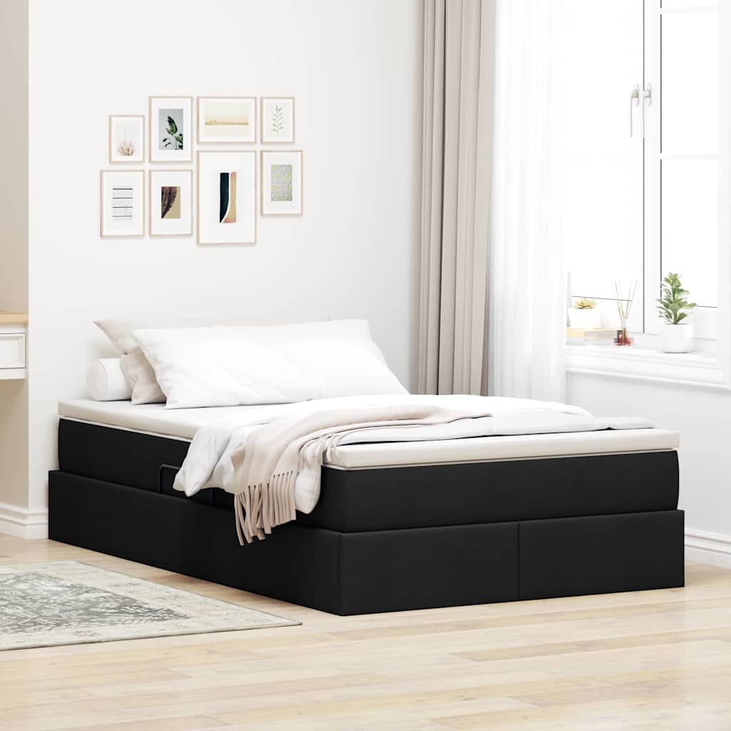Seng med opbevaring og madras Sort 120 x 200 cm Polyester