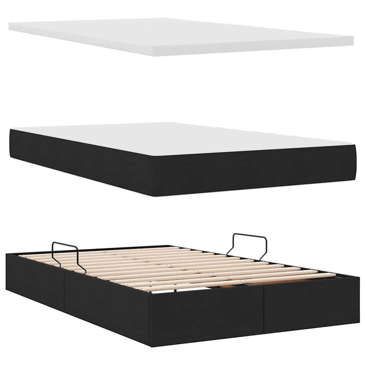 Seng med opbevaring og madras Sort 120 x 200 cm Polyester