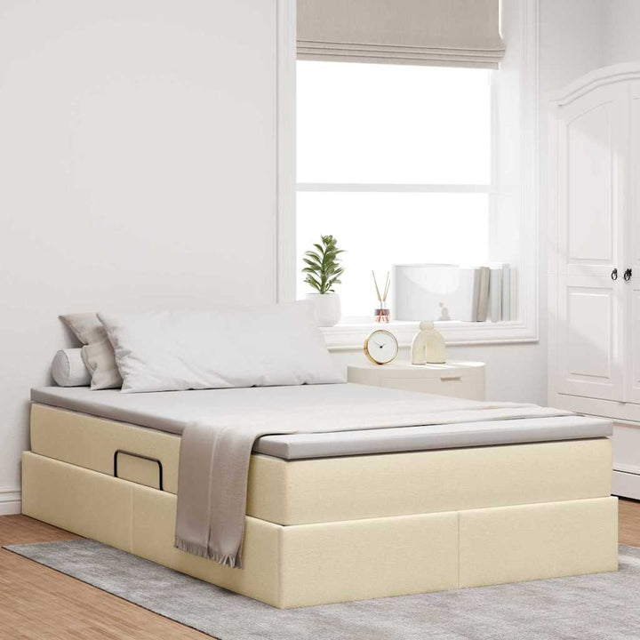 Seng med opbevaring og madras Creme 120 x 200 cm Polyester