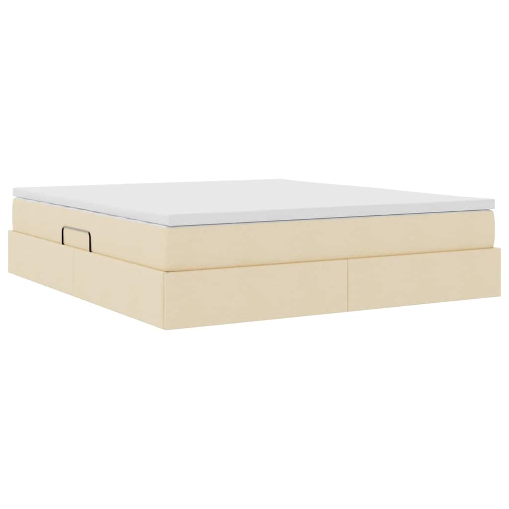 Seng med opbevaring og madras Creme 160 x 200 cm Polyester