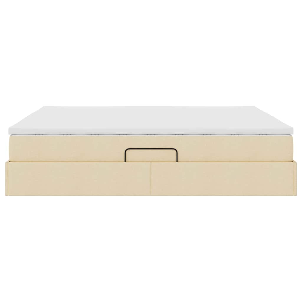 Seng med opbevaring og madras Creme 160 x 200 cm Polyester