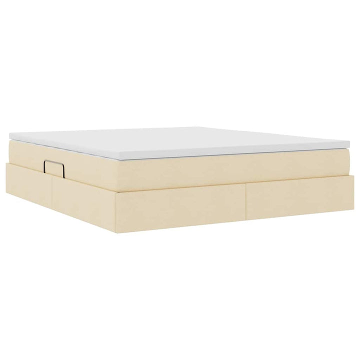 Seng med opbevaring og madras Creme 180 x 200 cm Polyester