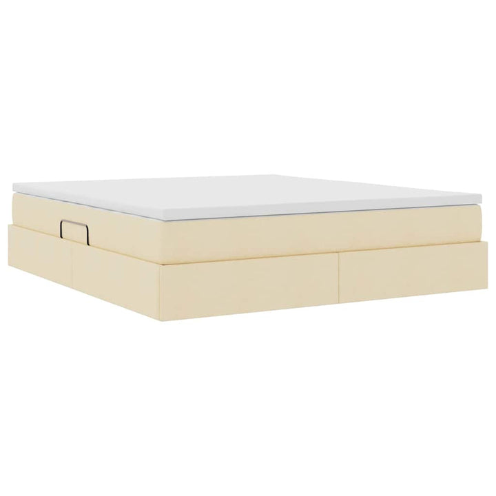 Seng med opbevaring og madras Creme 180 x 200 cm Polyester