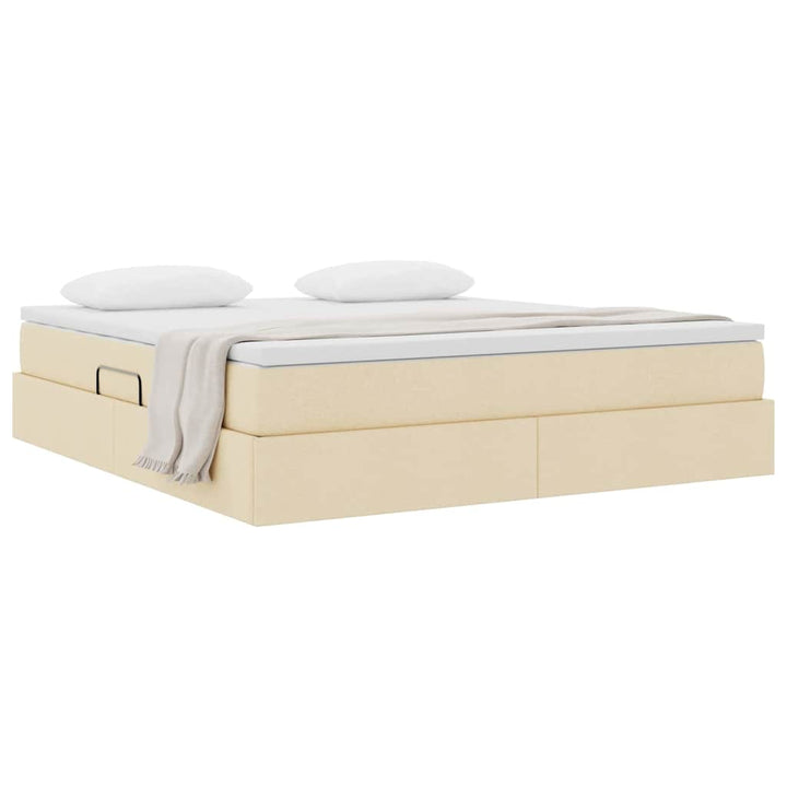 Seng med opbevaring og madras Creme 180 x 200 cm Polyester