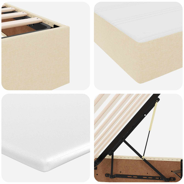Seng med opbevaring og madras Creme 200 x 200 cm Polyester